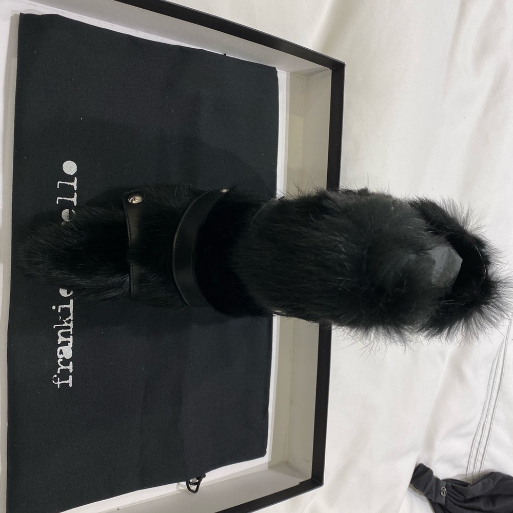 Black fur booties